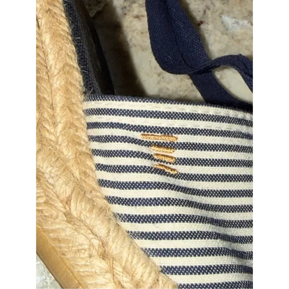 Viscata Spain $140 Striped Navy and White Escala Espadrille Lace-Up EU39 US8 EUC